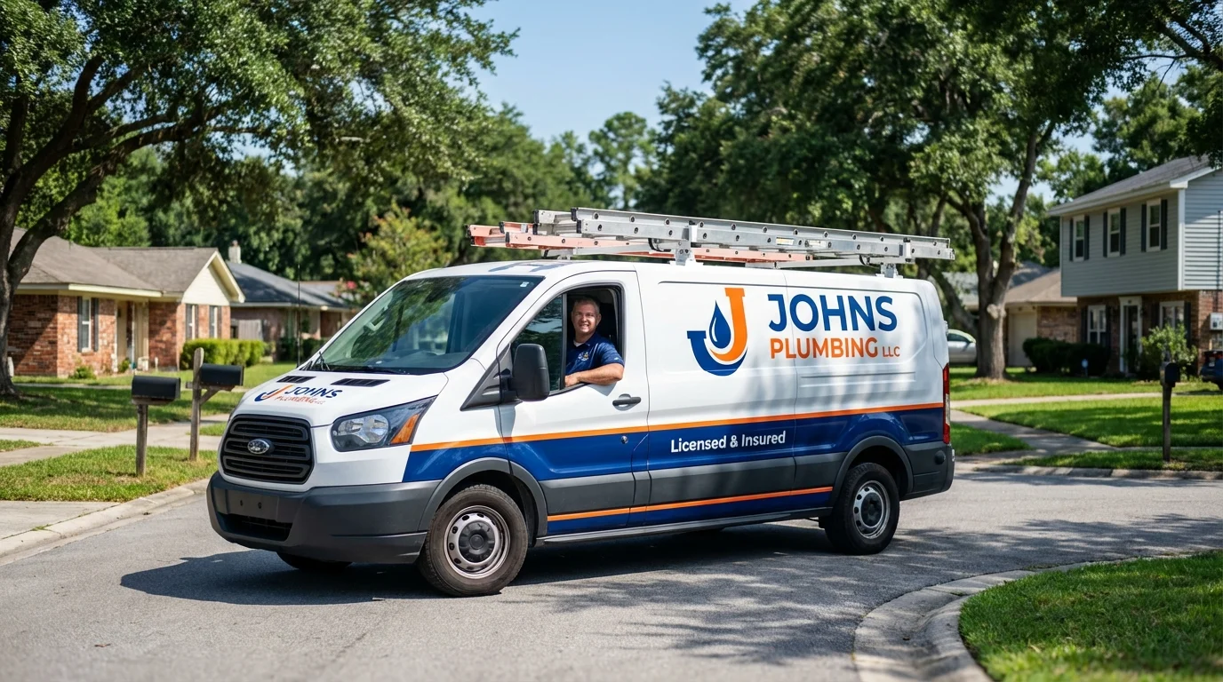 Johns Plumbing LLC service van in Sarita, TX