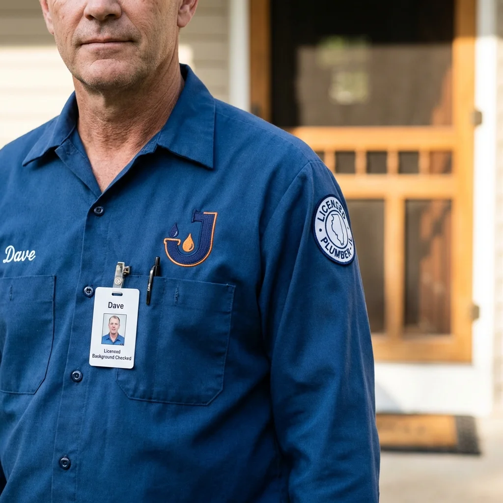 Licensed plumber showing ID badge in Sarita, TX