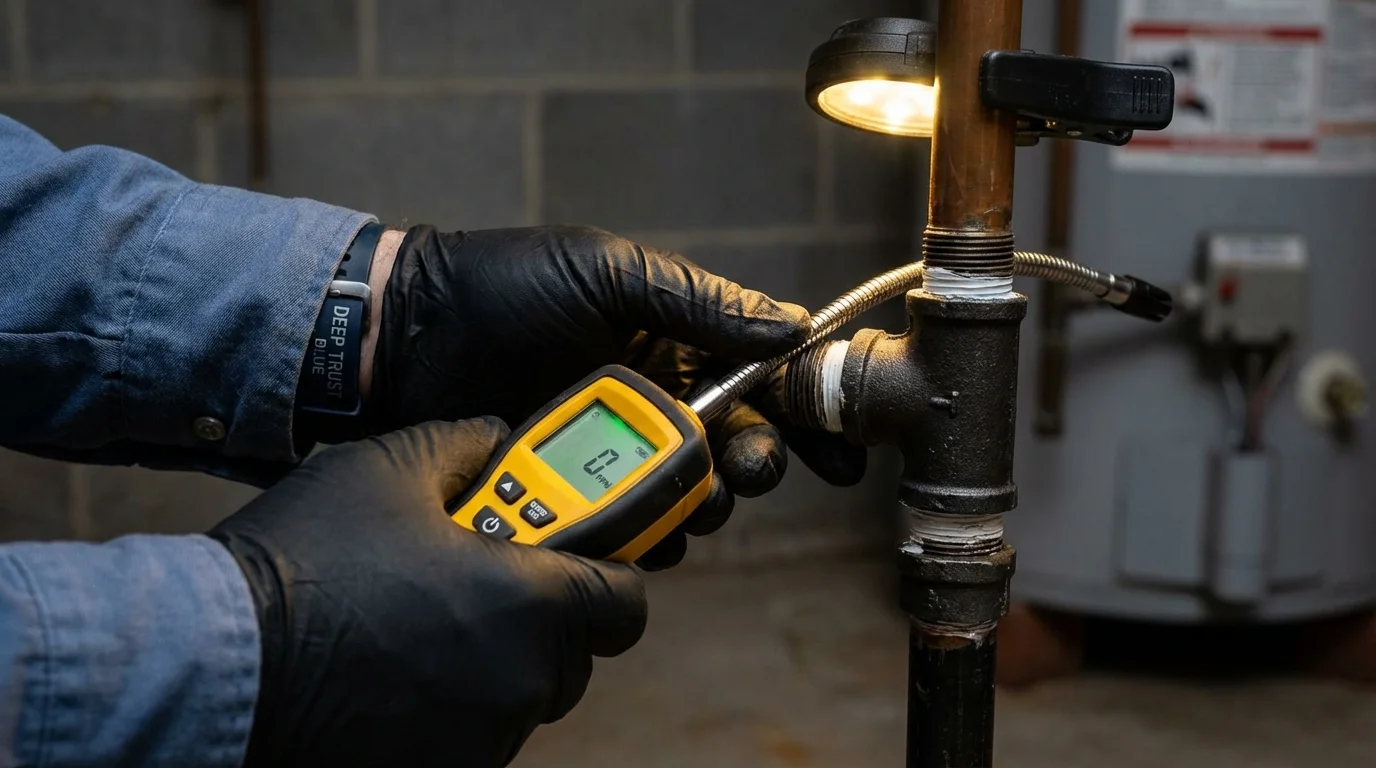 Gas leak detection with electronic sniffer by Johns Plumbing LLC in Sarita